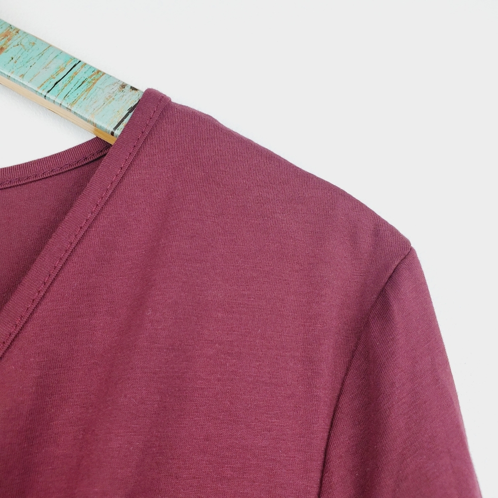 Styleworld Burgandy Faux Wrap Long Sleeve Dress XL - Picture 3 of 10